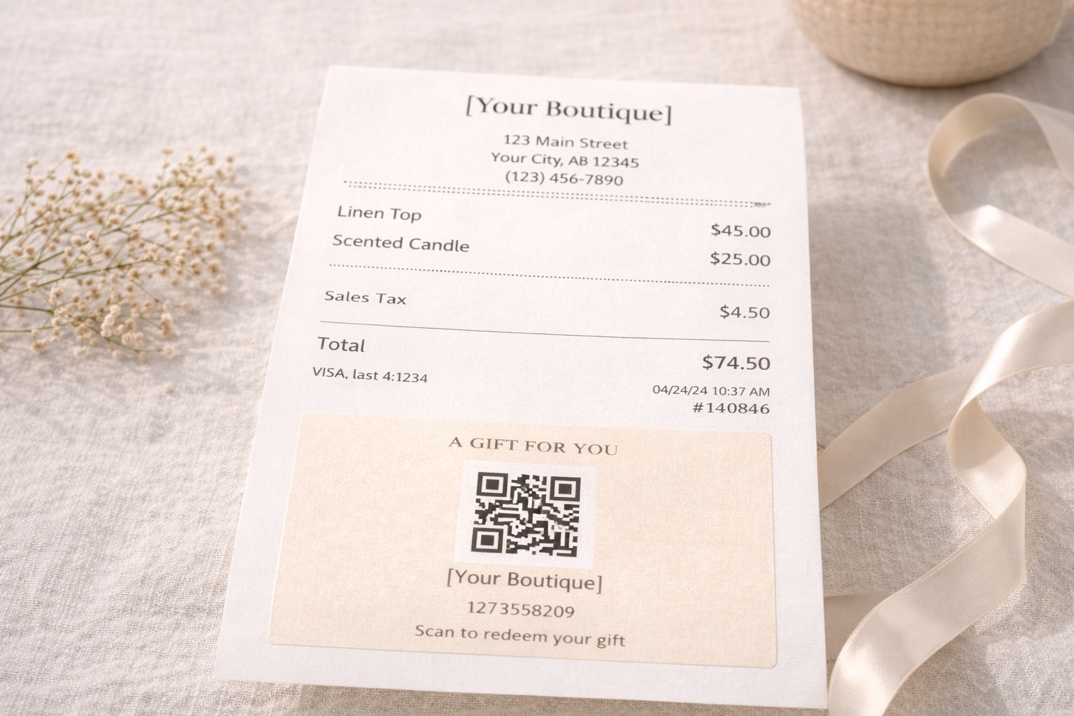 Receipt/Invoice Insert example